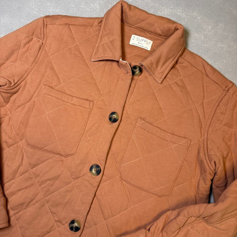 Z Supply orange quilted shirt jacket - shacket coral oversized boxy size S